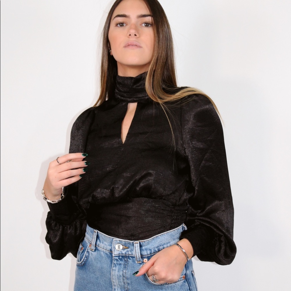 High Neck Satin Blouse